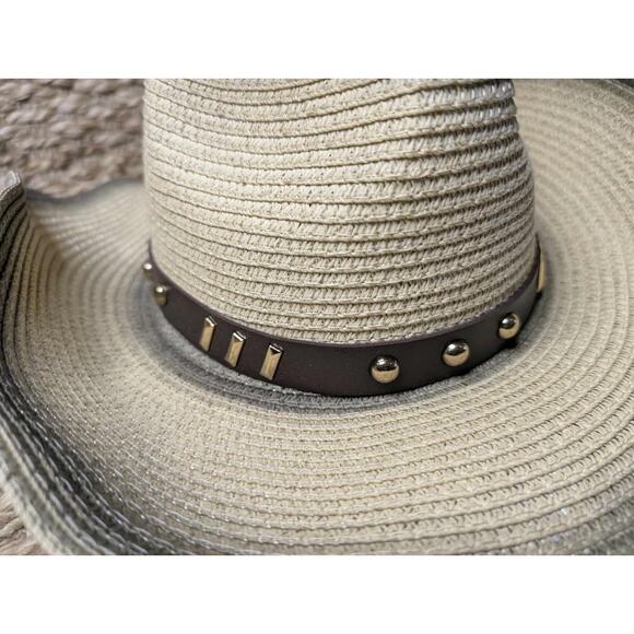 Boho 100% Paper Unisex Cowboy Western Festival Rodeo Sun Hat Lucky 7 - Picture 2 of 11